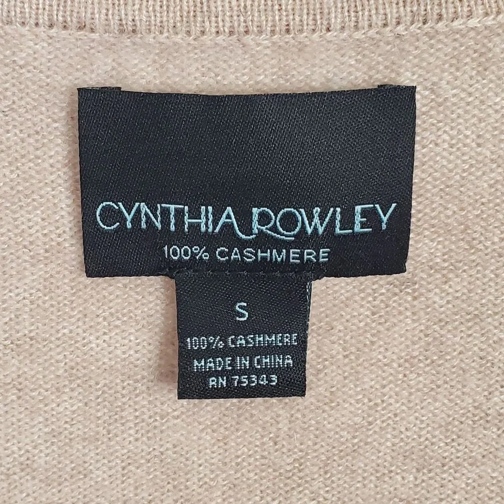 Cynthia Rowley Size S Sweater Flyaway Cardigan 100% Cashmere Coquette Ruffle Tan - Picture 4 of 9